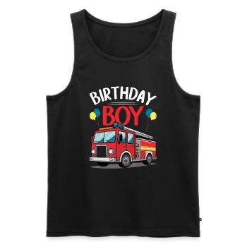 Birthday Boy Firefighter Birthday Boy - Men's Premium Organic Tank Top - black - Front - AI Model Male 178 light (178cm)