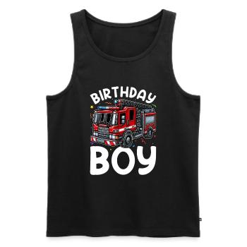Anniversaire Garçon Pompier Anniversaire Garçon - Débardeur bio Premium Homme - noir - Devant - Michal (187cm)