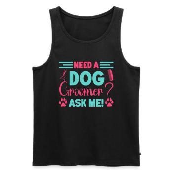 Chien Chiot Soins pour animaux de compagnie Salon d’emploi - Débardeur bio Premium Homme - noir - Devant - Michal (187cm)