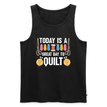 Quilt Knitting Crochet Sewing Machine Fabric - Men's Premium Organic Tank Top - black - Front - Michal (187cm)