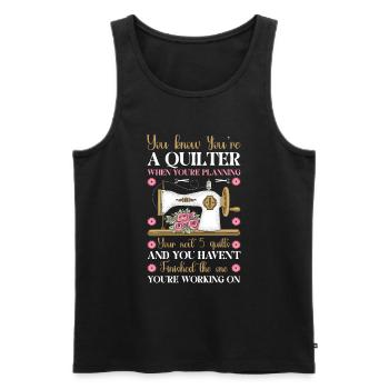 Quilt Knitting Crochet Sewing Machine Fabric - Men's Premium Organic Tank Top - black - Front - Michal (187cm)