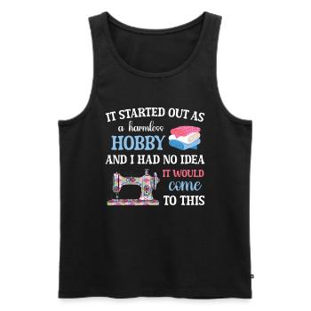 Quilt Knitting Crochet Sewing Machine Fabric - Men's Premium Organic Tank Top - black - Front - Michal (187cm)