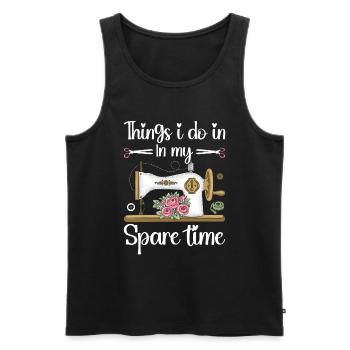 Quilt Knitting Crochet Sewing Machine Fabric - Men's Premium Organic Tank Top - black - Front - Michal (187cm)