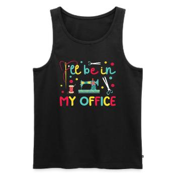 Quilt Knitting Crochet Sewing Machine Fabric - Men's Premium Organic Tank Top - black - Front - AI Model Male 178 light (178cm)