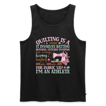 Quilt Knitting Crochet Sewing Machine Fabric - Men's Premium Organic Tank Top - black - Front - Michal (187cm)