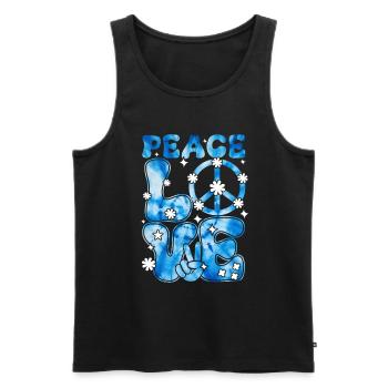 Groovy Tie Dye Friedens Liebeszeichen Retro Hippie - Männer Premium Bio Tank Top - Schwarz - Vorne - Michal (187cm)