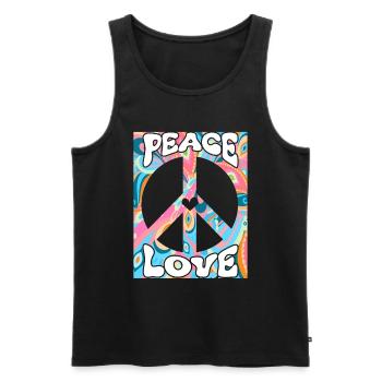 Groovy Tie Dye Friedens Liebeszeichen Retro Hippie - Männer Premium Bio Tank Top - Schwarz - Vorne - Michal (187cm)