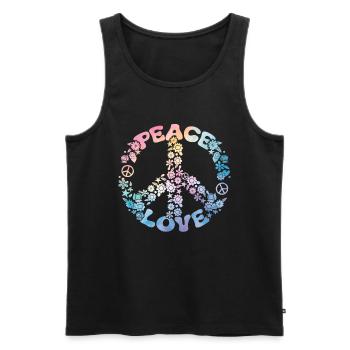 Groovy Tie Dye Friedens Liebeszeichen Retro Hippie - Männer Premium Bio Tank Top - Schwarz - Vorne - Michal (187cm)
