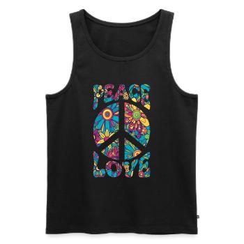 Groovy Tie Dye Friedens Liebeszeichen Retro Hippie - Männer Premium Bio Tank Top - Schwarz - Vorne - Michal (187cm)