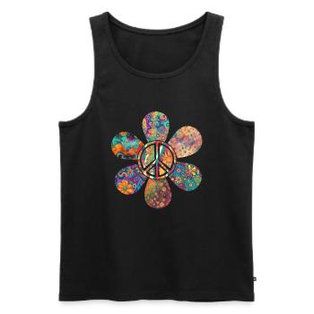 Groovy Tie Dye Friedens Liebeszeichen Retro Hippie - Männer Premium Bio Tank Top - Schwarz - Vorne - Michal (187cm)