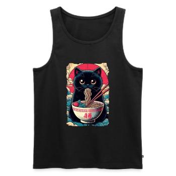 Katzen Ramen Nudel Japaner Anime Manga Kawaii - Männer Premium Bio Tank Top - Schwarz - Vorne - Michal (187cm)