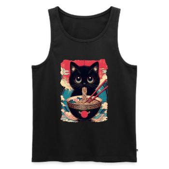 Katzen Ramen Nudel Japaner Anime Manga Kawaii - Männer Premium Bio Tank Top - Schwarz - Vorne - Michal (187cm)