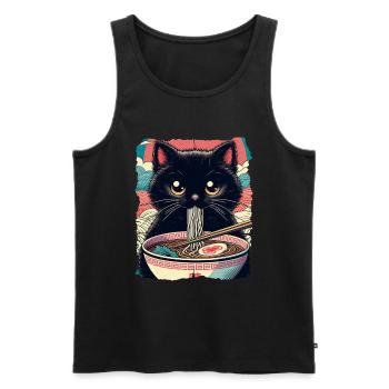 Katzen Ramen Nudel Japaner Anime Manga Kawaii - Männer Premium Bio Tank Top - Schwarz - Vorne - Michal (187cm)