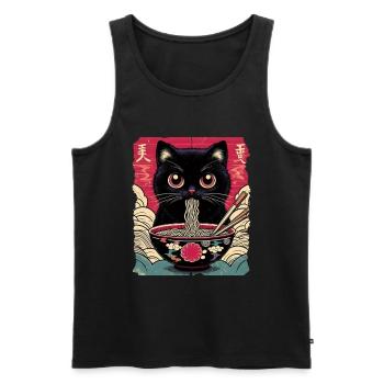 Katzen Ramen Nudel Japaner Anime Manga Kawaii - Männer Premium Bio Tank Top - Schwarz - Vorne - Michal (187cm)