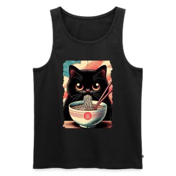 Katzen Ramen Nudel Japaner Anime Manga Kawaii - Männer Premium Bio Tank Top - Schwarz - Vorne - Michal (187cm)