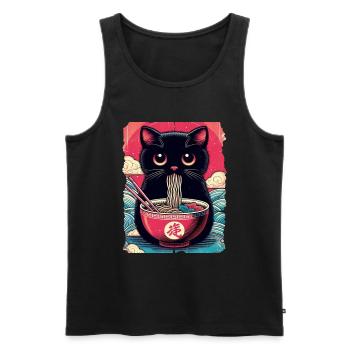 Katzen Ramen Nudel Japaner Anime Manga Kawaii - Männer Premium Bio Tank Top - Schwarz - Vorne - Michal (187cm)