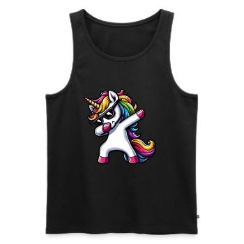Licorne à pois surprise Rainbow Girl - Débardeur bio Premium Homme - noir - Devant - AI Model Male 178 light (178cm)