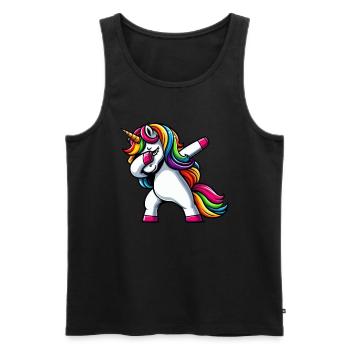 Licorne à pois surprise Rainbow Girl - Débardeur bio Premium Homme - noir - Devant - AI Model Male 178 light (178cm)