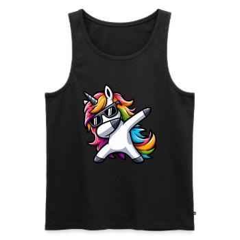 Licorne à pois surprise Rainbow Girl - Débardeur bio Premium Homme - noir - Devant - AI Model Male 178 light (178cm)