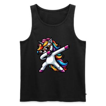 Licorne à pois surprise Rainbow Girl - Débardeur bio Premium Homme - noir - Devant - AI Model Male 178 light (178cm)