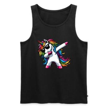 Einhorn Tupfende Überraschung Regenbogenmädchen - Männer Premium Bio Tank Top - Schwarz - Vorne - Michal (187cm)