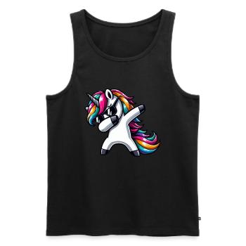 Licorne à pois surprise Rainbow Girl - Débardeur bio Premium Homme - noir - Devant - AI Model Male 178 light (178cm)