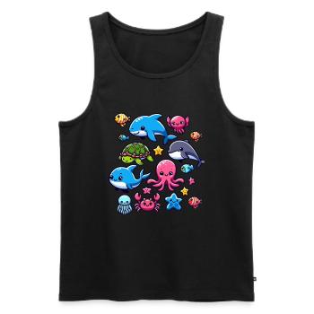 Colorful sea creatures for kids Sea creatures - Men's Premium Organic Tank Top - black - Front - AI Model Male 178 light (178cm)