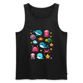 Colorful sea creatures for kids Sea creatures - Men's Premium Organic Tank Top - black - Front - AI Model Male 178 light (178cm)