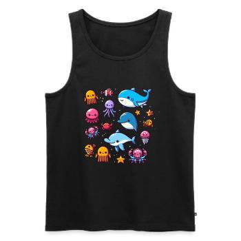 Colorful sea creatures for kids Sea creatures - Men's Premium Organic Tank Top - black - Front - AI Model Male 178 light (178cm)