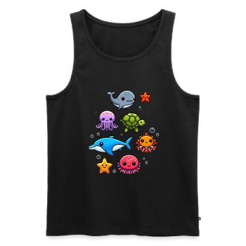 Colorful sea creatures for kids Sea creatures - Men's Premium Organic Tank Top - black - Front - AI Model Male 178 light (178cm)