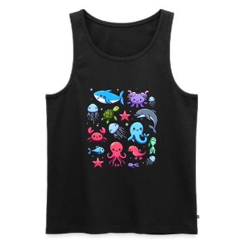Colorful sea creatures for kids Sea creatures - Men's Premium Organic Tank Top - black - Front - AI Model Male 178 light (178cm)