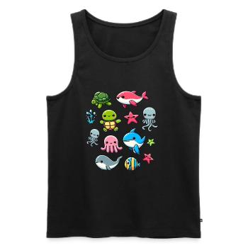 Colorful sea creatures for kids Sea creatures - Men's Premium Organic Tank Top - black - Front - AI Model Male 178 light (178cm)