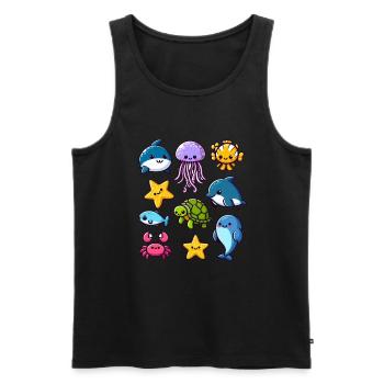 Colorful sea creatures for kids Sea creatures - Men's Premium Organic Tank Top - black - Front - AI Model Male 178 light (178cm)
