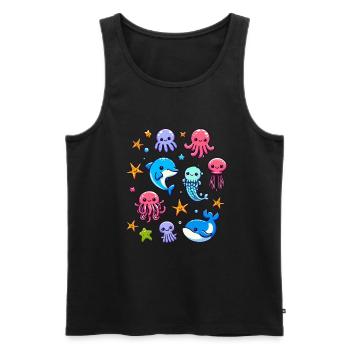 Colorful sea creatures for kids Sea creatures - Men's Premium Organic Tank Top - black - Front - AI Model Male 178 light (178cm)