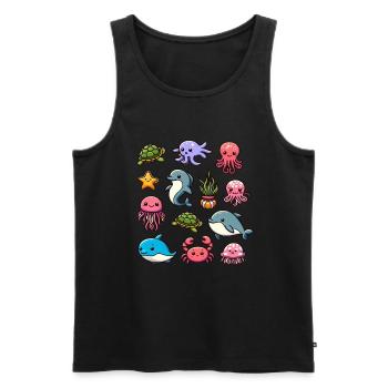 Colorful sea creatures for kids Sea creatures - Men's Premium Organic Tank Top - black - Front - AI Model Male 178 light (178cm)