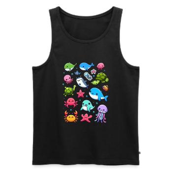 Colorful sea creatures for kids Sea creatures - Men's Premium Organic Tank Top - black - Front - AI Model Male 178 light (178cm)