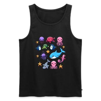 Colorful sea creatures for kids Sea creatures - Men's Premium Organic Tank Top - black - Front - AI Model Male 178 light (178cm)