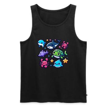 Colorful sea creatures for kids Sea creatures - Men's Premium Organic Tank Top - black - Front - AI Model Male 178 light (178cm)