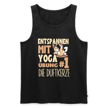 Relaxing with Yoga Bunny Funny Meditation Exercise - Men's Premium Organic Tank Top - black - Front - AI Model Male 178 light (178cm)