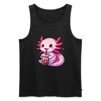 Axolotl Boba Thé Buvant Otaku Anime Lover - Débardeur bio Premium Homme - noir - Devant - Michal (187cm)