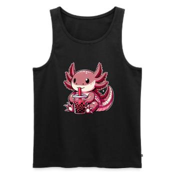 Axolotl Boba Thé Buvant Otaku Anime Lover - Débardeur bio Premium Homme - noir - Devant - Michal (187cm)