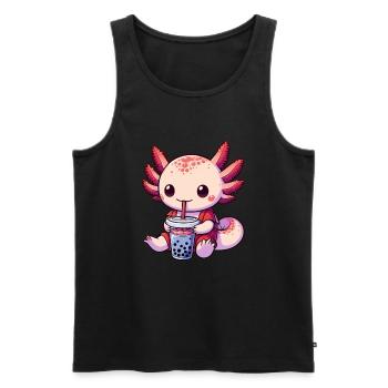 Axolotl Boba Thé Buvant Otaku Anime Lover - Débardeur bio Premium Homme - noir - Devant - Michal (187cm)