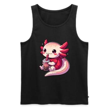 Axolotl Boba Thé Buvant Otaku Anime Lover - Débardeur bio Premium Homme - noir - Devant - Michal (187cm)