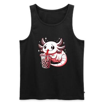 Axolotl Boba Thé Buvant Otaku Anime Lover - Débardeur bio Premium Homme - noir - Devant - Michal (187cm)