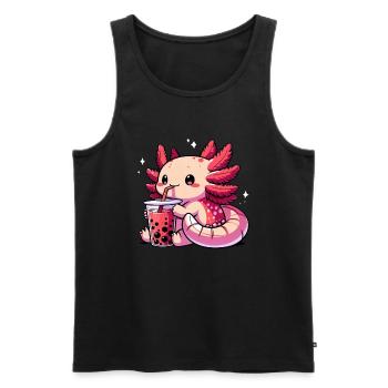 Axolotl Boba Thé Buvant Otaku Anime Lover - Débardeur bio Premium Homme - noir - Devant - Michal (187cm)