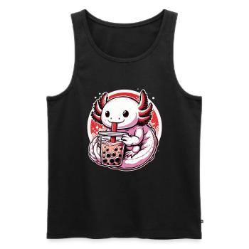 Axolotl Boba Thé Buvant Otaku Anime Lover - Débardeur bio Premium Homme - noir - Devant - Michal (187cm)