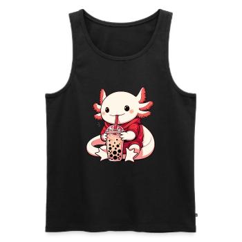 Axolotl Boba Thé Buvant Otaku Anime Lover - Débardeur bio Premium Homme - noir - Devant - Michal (187cm)