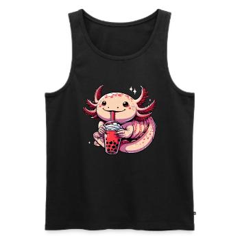 Axolotl Boba Thé Buvant Otaku Anime Lover - Débardeur bio Premium Homme - noir - Devant - Michal (187cm)