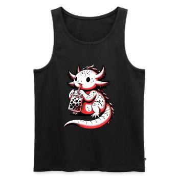 Axolotl Boba Thé Buvant Otaku Anime Lover - Débardeur bio Premium Homme - noir - Devant - Michal (187cm)