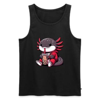 Axolotl Boba Thé Buvant Otaku Anime Lover - Débardeur bio Premium Homme - noir - Devant - Michal (187cm)